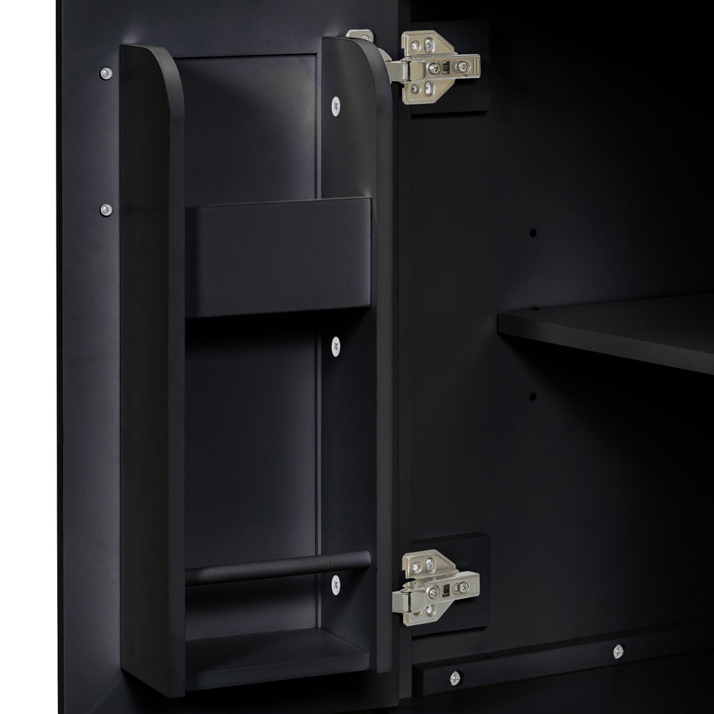 Modern Bathroom Vanity With Ceramic Sink, Soft-Close Doors, Flip Drawer, U-Shaped Shelves, Elegant Storage Solution