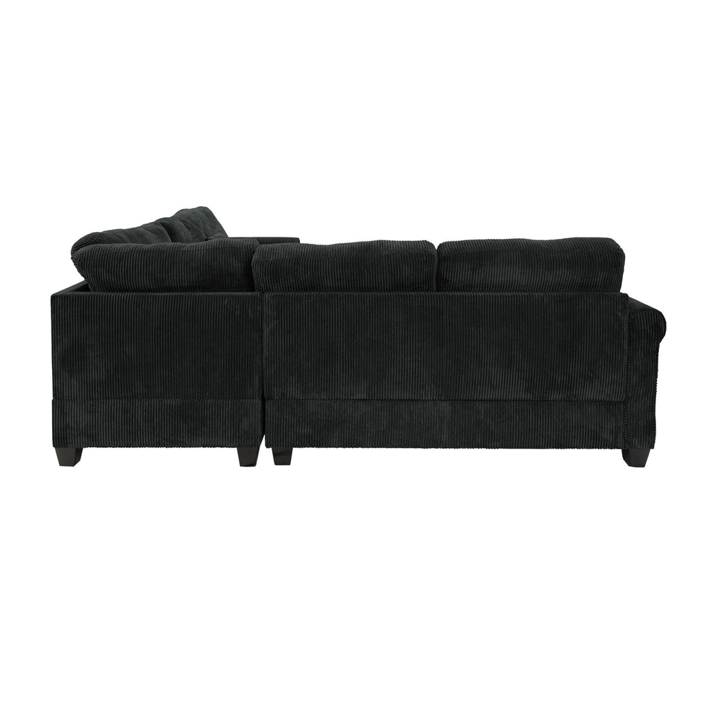 Modern Sectional Set With Corner Wedge, Loveseat, Ottoman & 2 Pillows