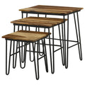 3 Piece Nesting Table With Hairpin Legs - Brown