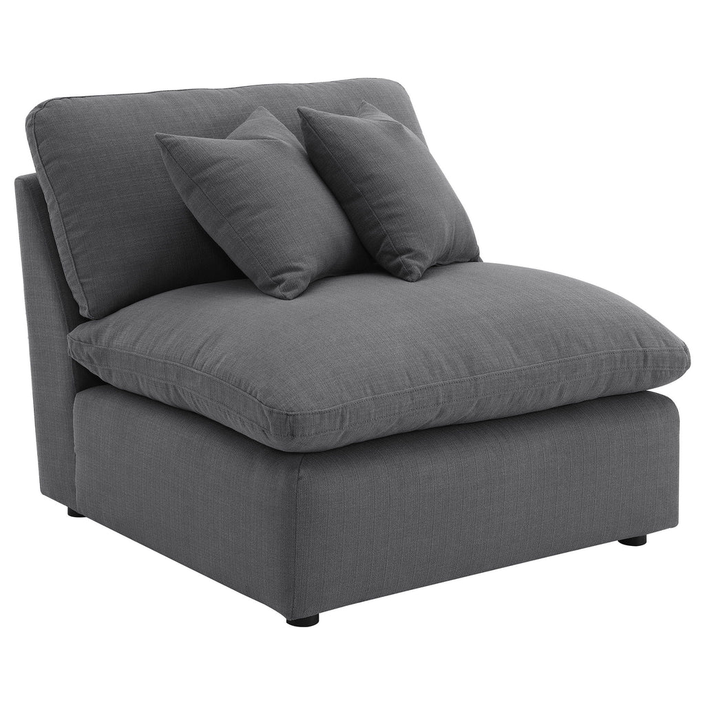6 Piece Upholstered Modular Sectional Sofa With Reversible Cushions And Ottoman - Charcoal