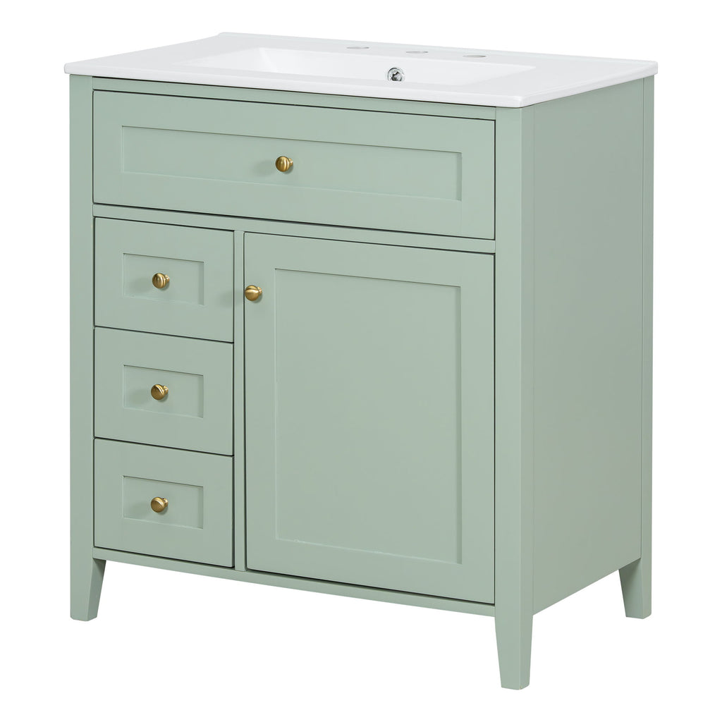 Modern Bathroom Vanity With Sink, 3 Drawers And Adjustable Shelf