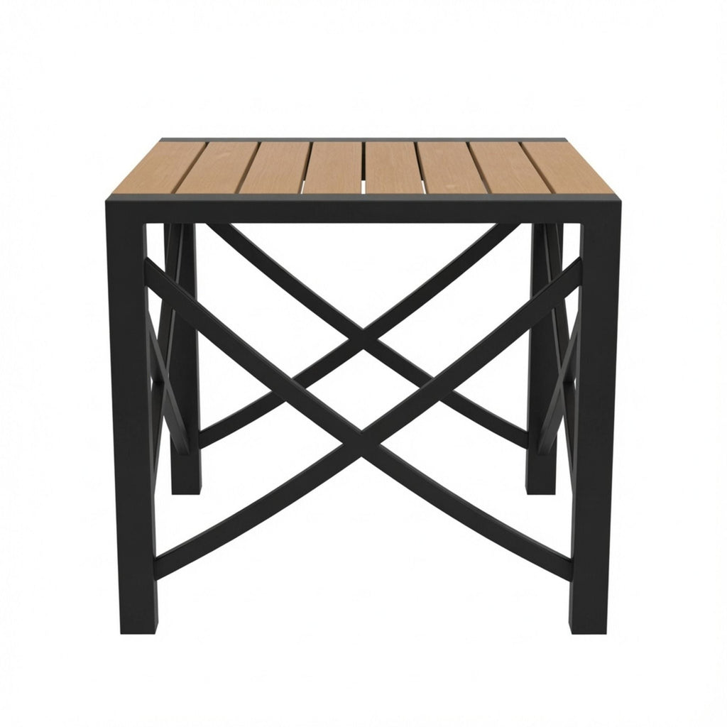 Square Outdoor Patio End Table - Black