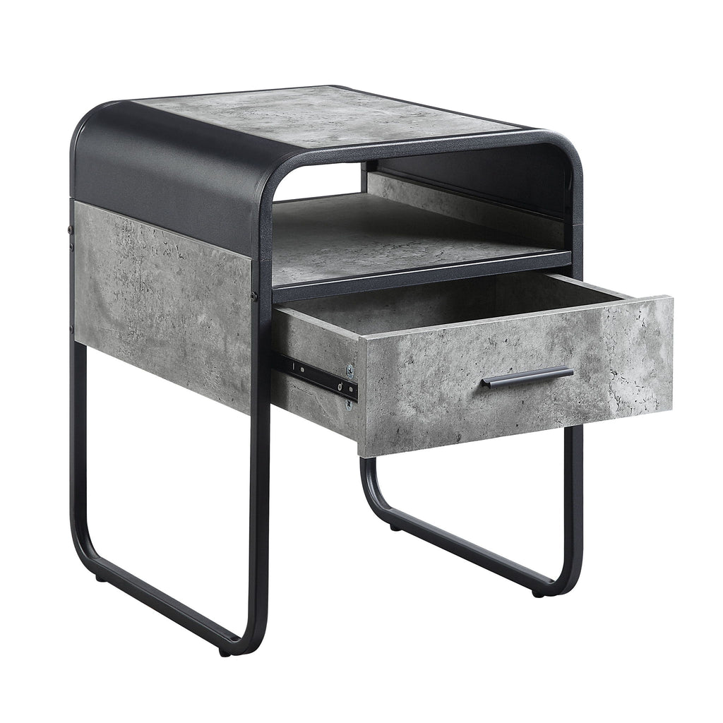 Raziela - End Table With Drawer - Black / Gray