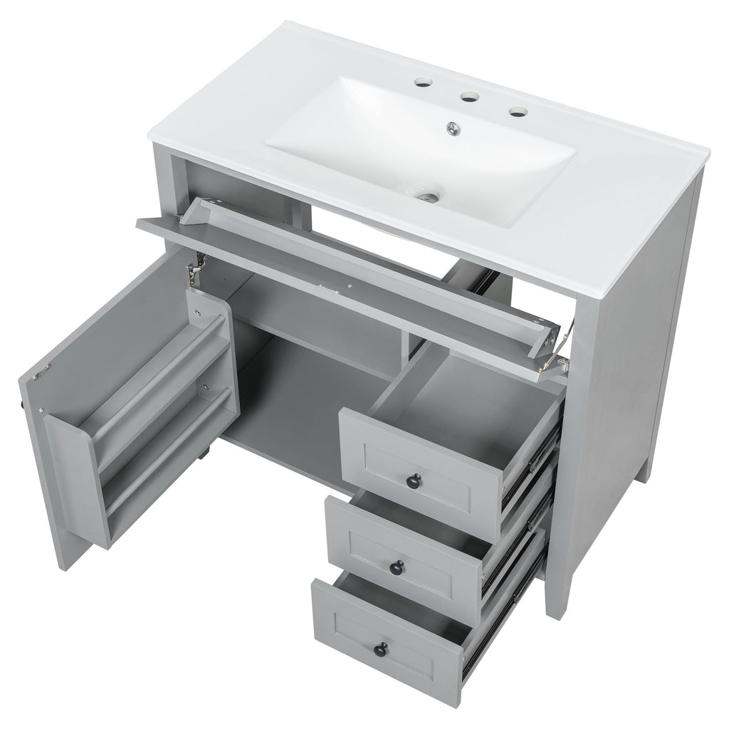 Bathroom Vanity With Sink, Cabinet With 3 Drawers And Adjustable Shelf