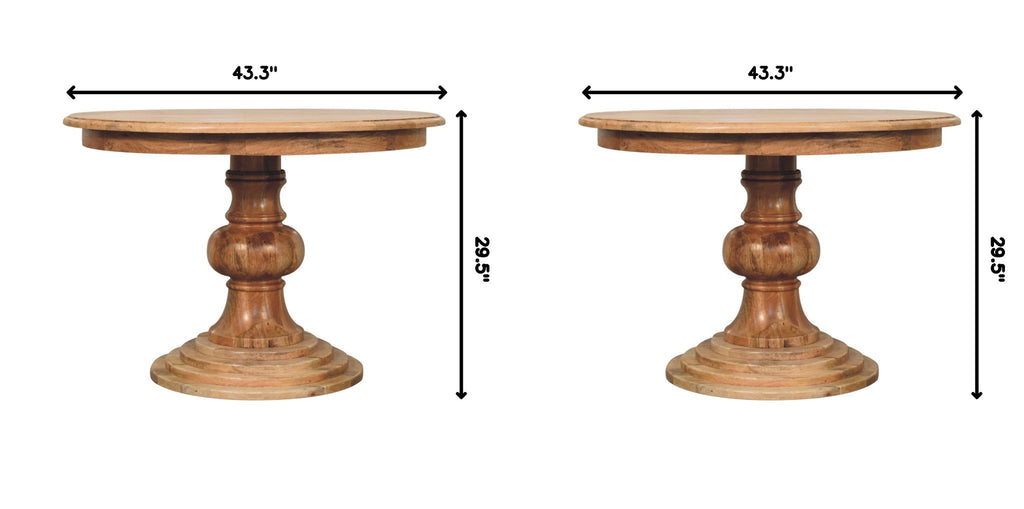 Round Turned Dining Table - Oak