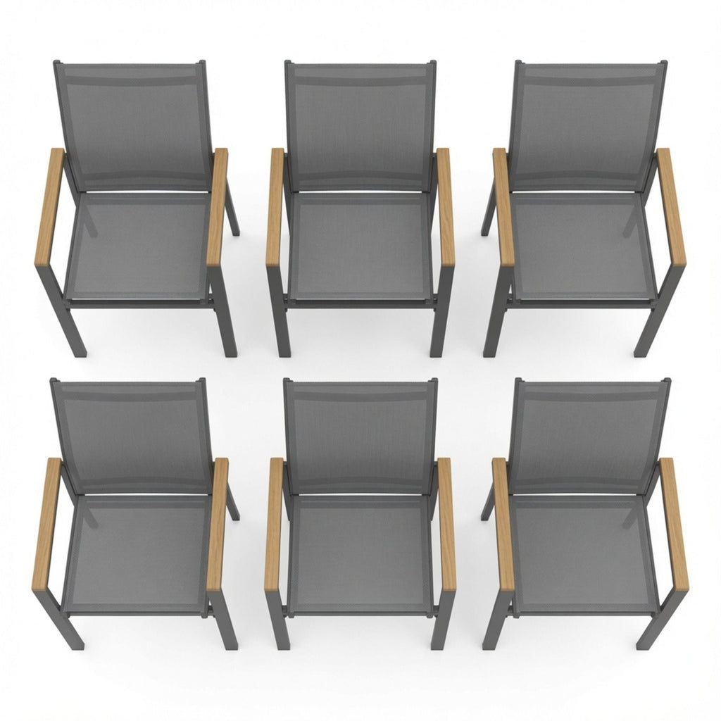 Outdoor Patio Chairs, Ergonomic (Set of 6) - Gray