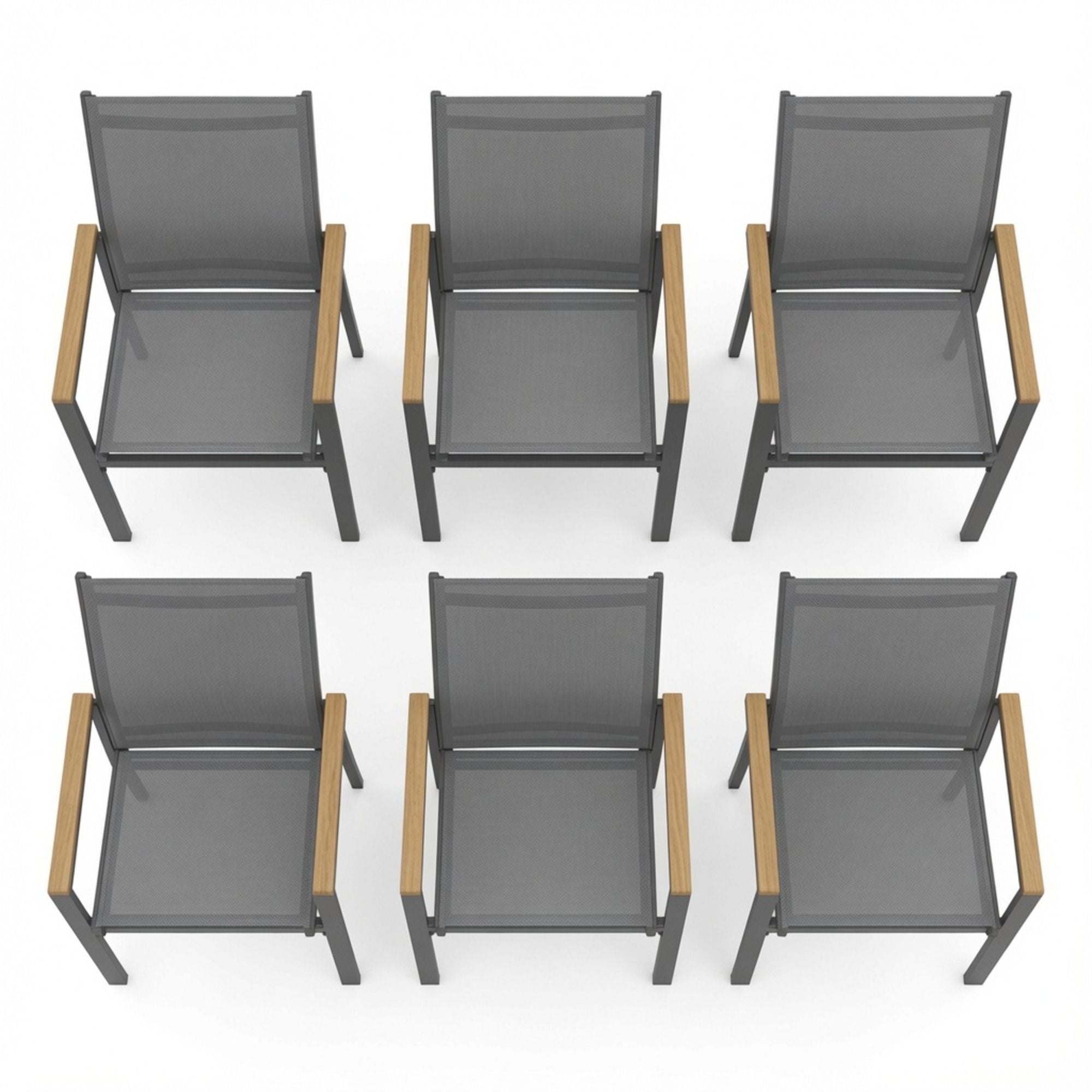 Outdoor Patio Chairs, Ergonomic (Set of 6) - Gray