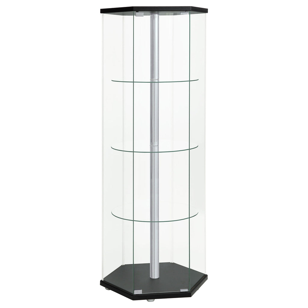 Tenley - 4 Shelf Curio Cabinet With Hexagonal Design