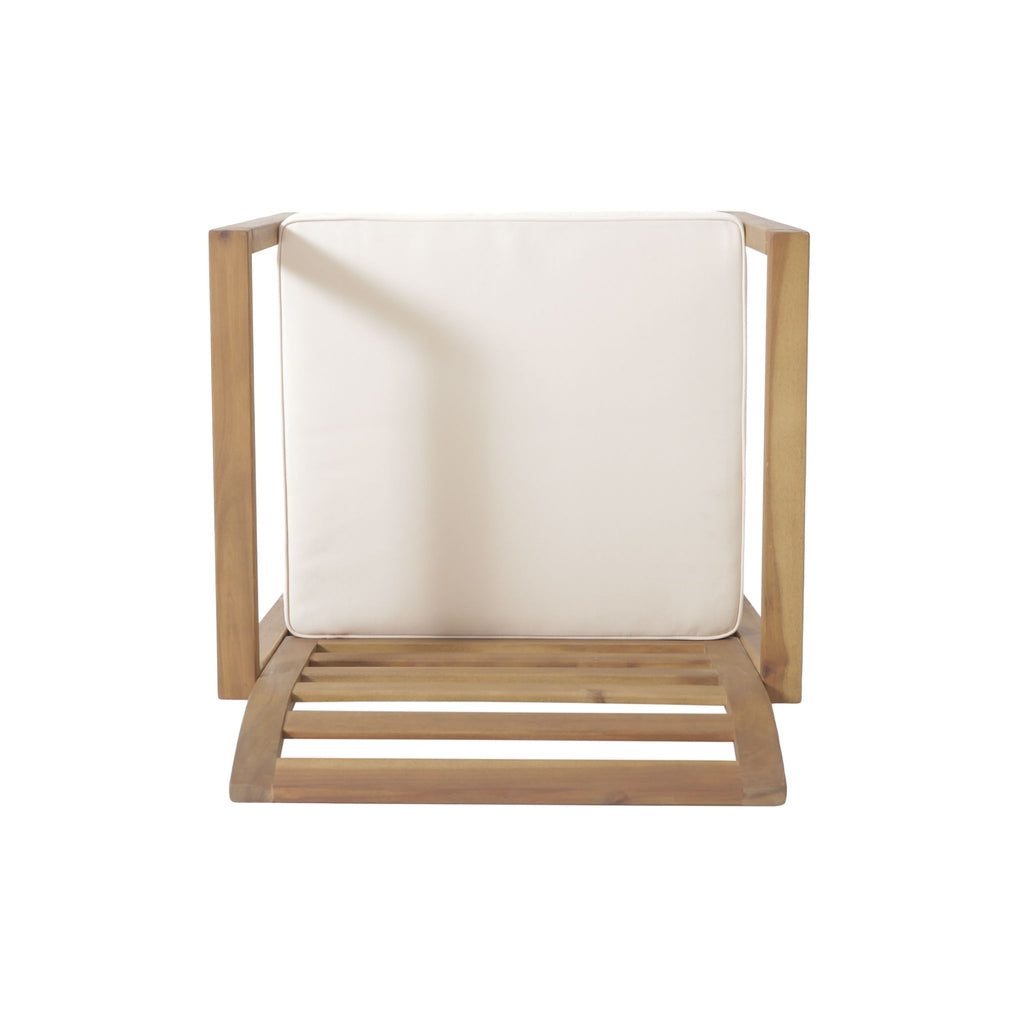 Outdoor Acacia Wood Club Chairs, 2 Pieces Set - Natural Stained / White