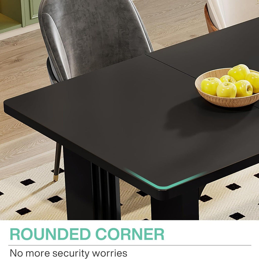 Rectangular Dining Table For 6 - 8 People With Pedestal Base