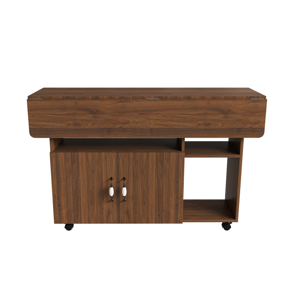 Multi Functional Folding Table With Storage Shelves And Wheels