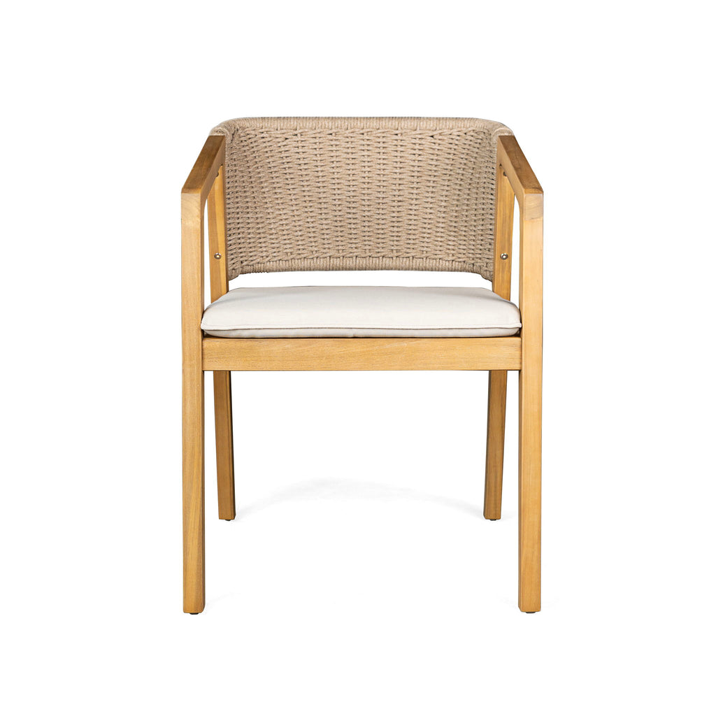 7 Piece Outdoor Dining Set With Rectangular Table And 6 Arm Chairs - Beige / Brown / Brown Mix / Light Teak
