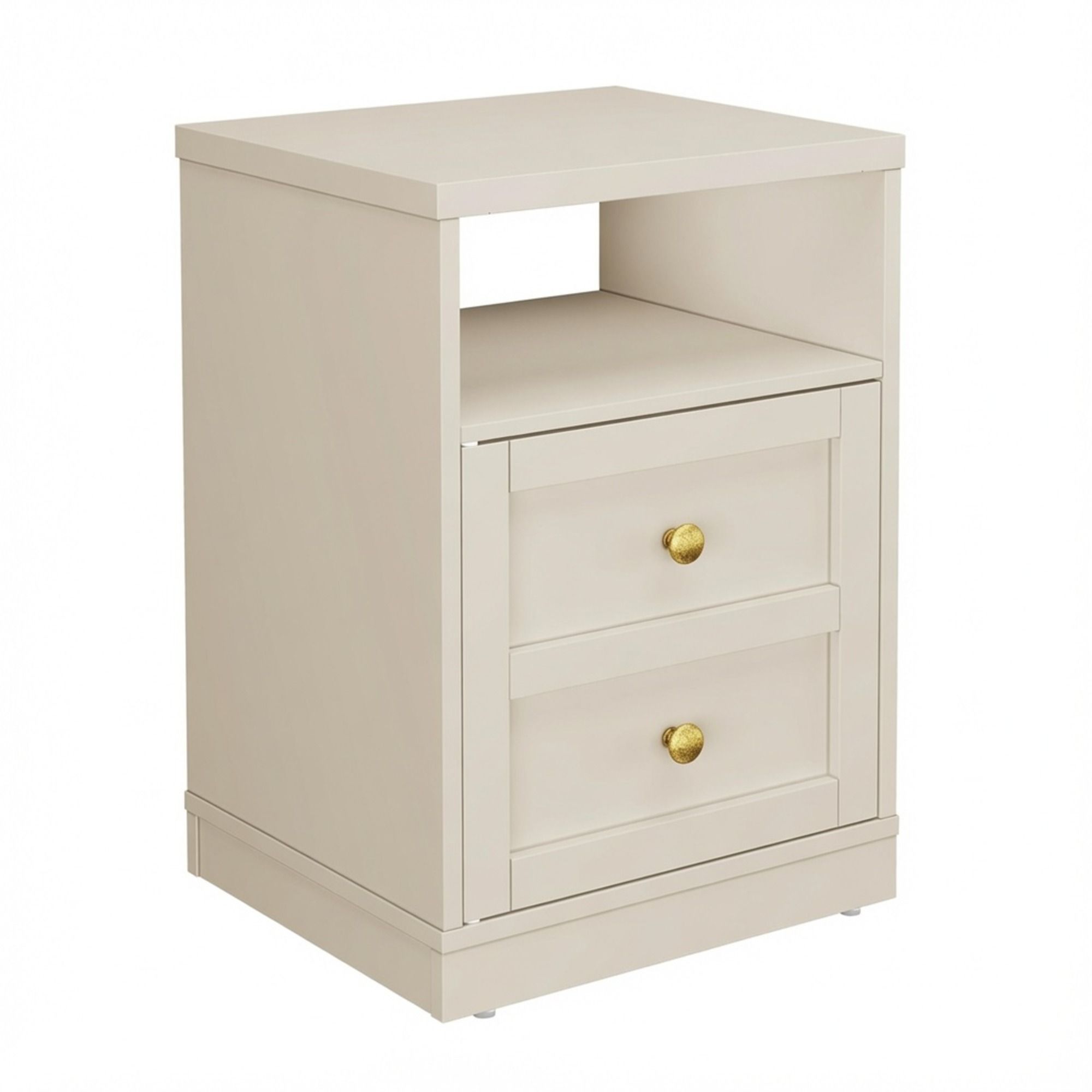 Nightstand With Door & Shelf, 2 Drawer Side Table
