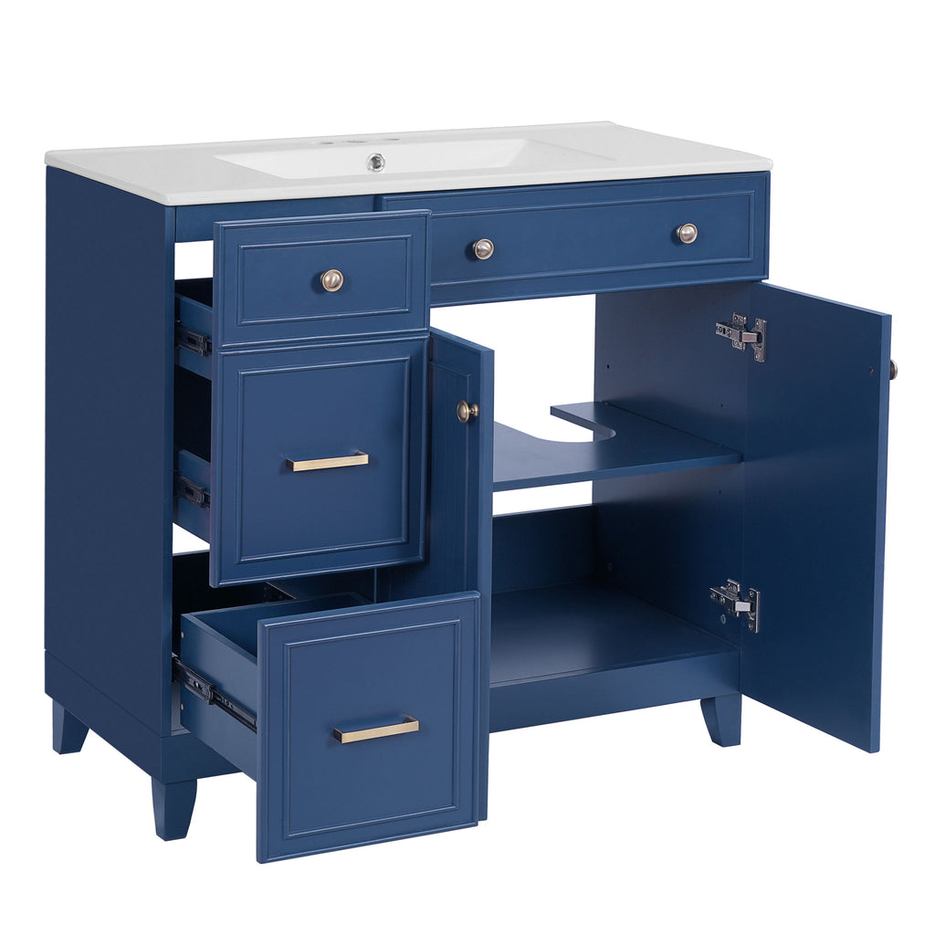 Bathroom Vanity With Sink, Soft Close Doors, Adjustable Shelves