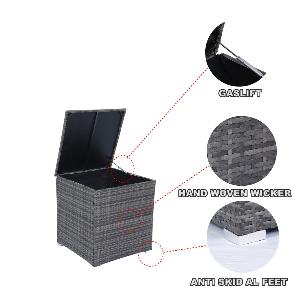 8 Piece Patio Sectional Wicker Rattan Outdoor Furniture Sof Set With One Storage Box Under Seat And Cushion Box - Gray / Black