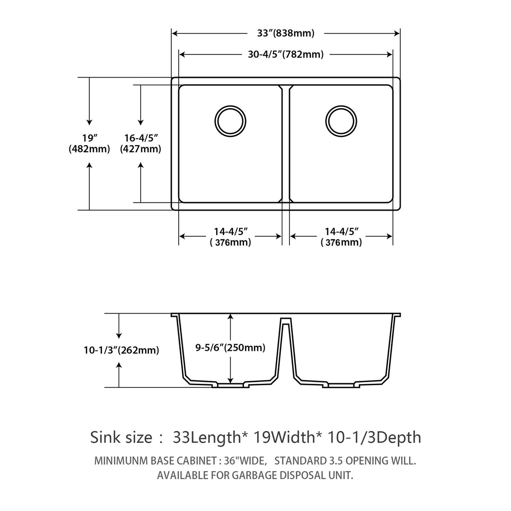 Granite Composite Double Bowl Undermount Kitchen Sink