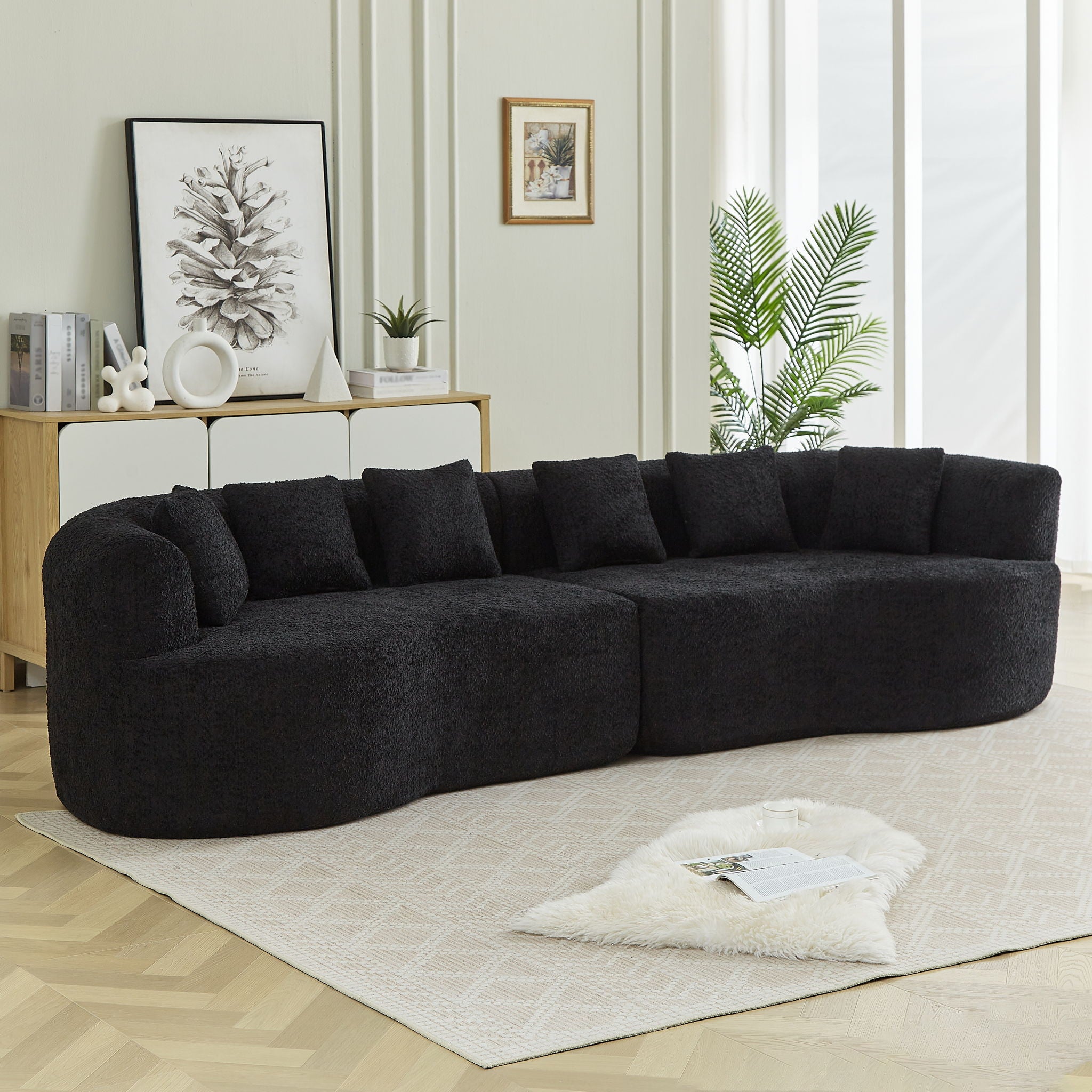 Curved Sectional Sofa With 6 Pillows