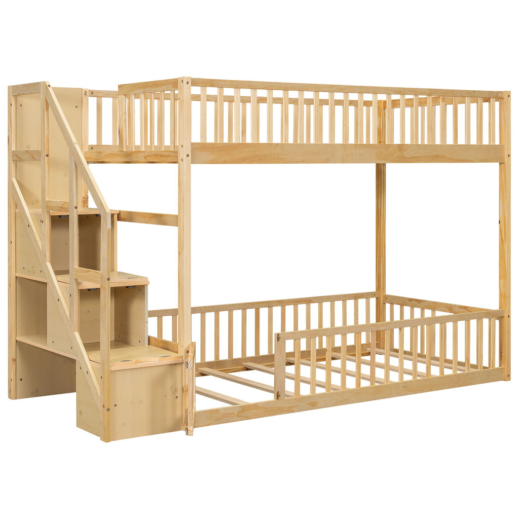Floor Bunk Bed With Ladder And Storage
