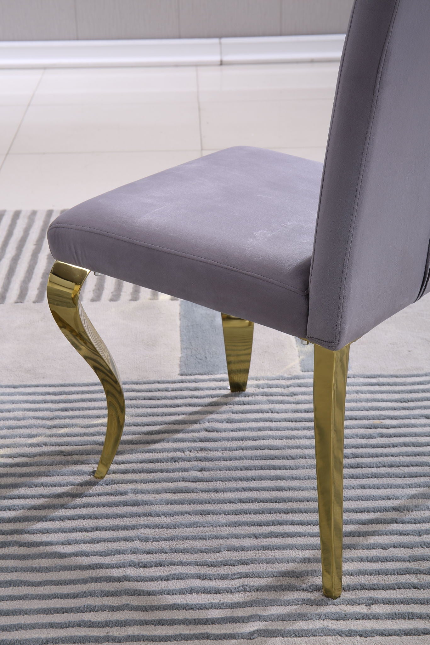 Upholstered Accent Armless Chairs With Stripe Backrest (Set of 2)