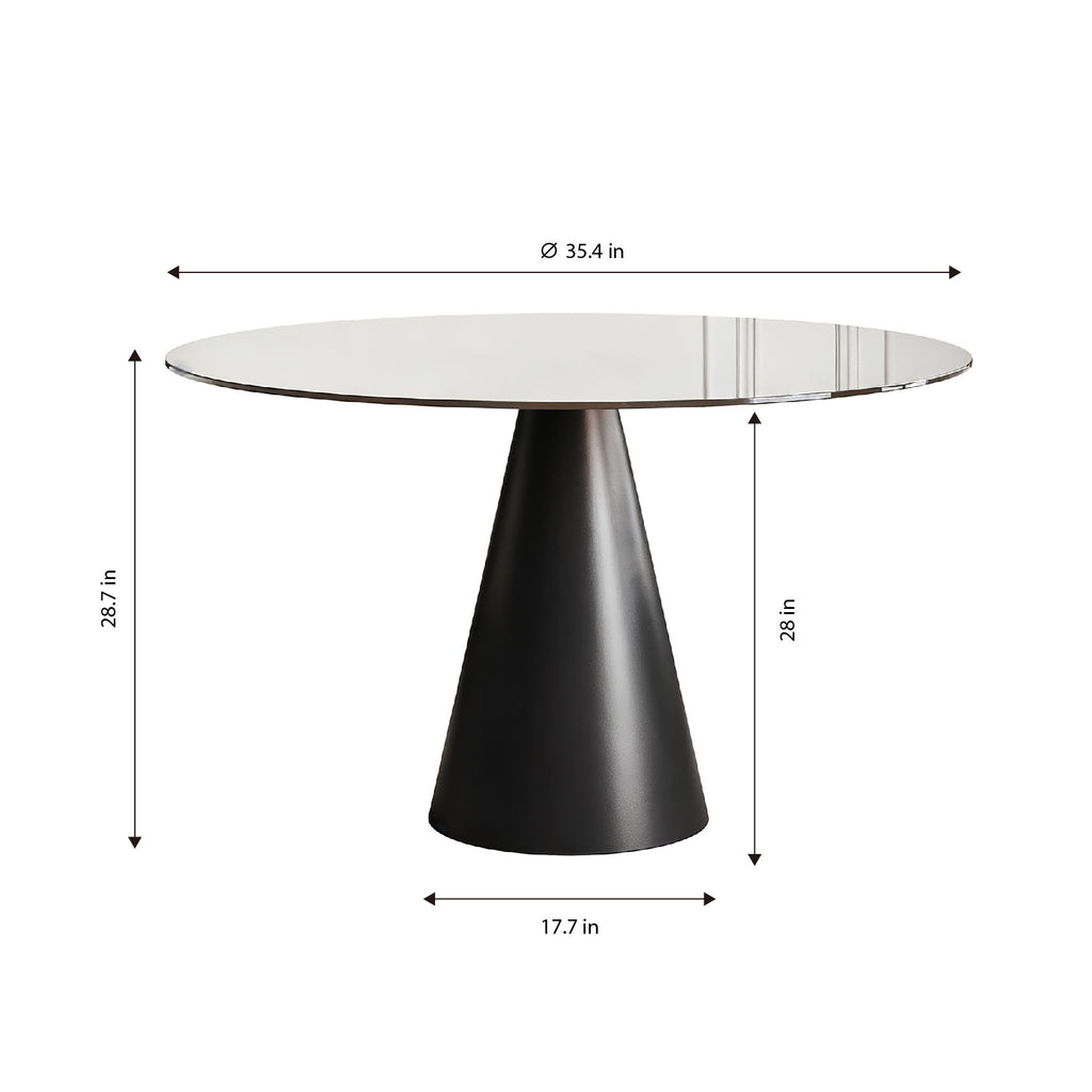 Round Dining Table With Tempered Glass Top - Black / Brown