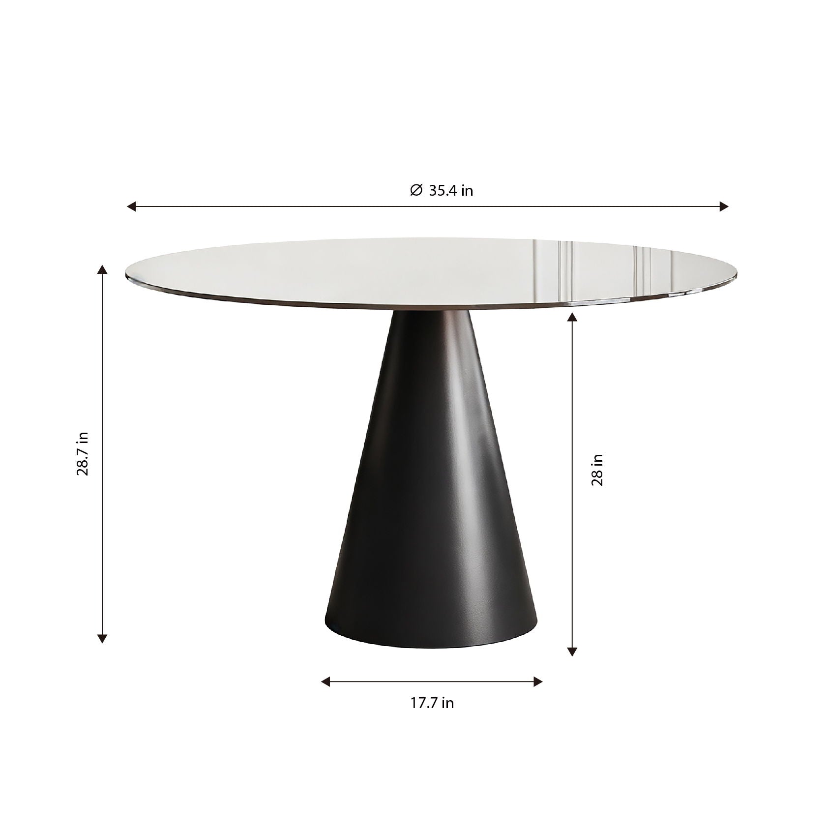 Round Dining Table With Tempered Glass Top - Black / Brown