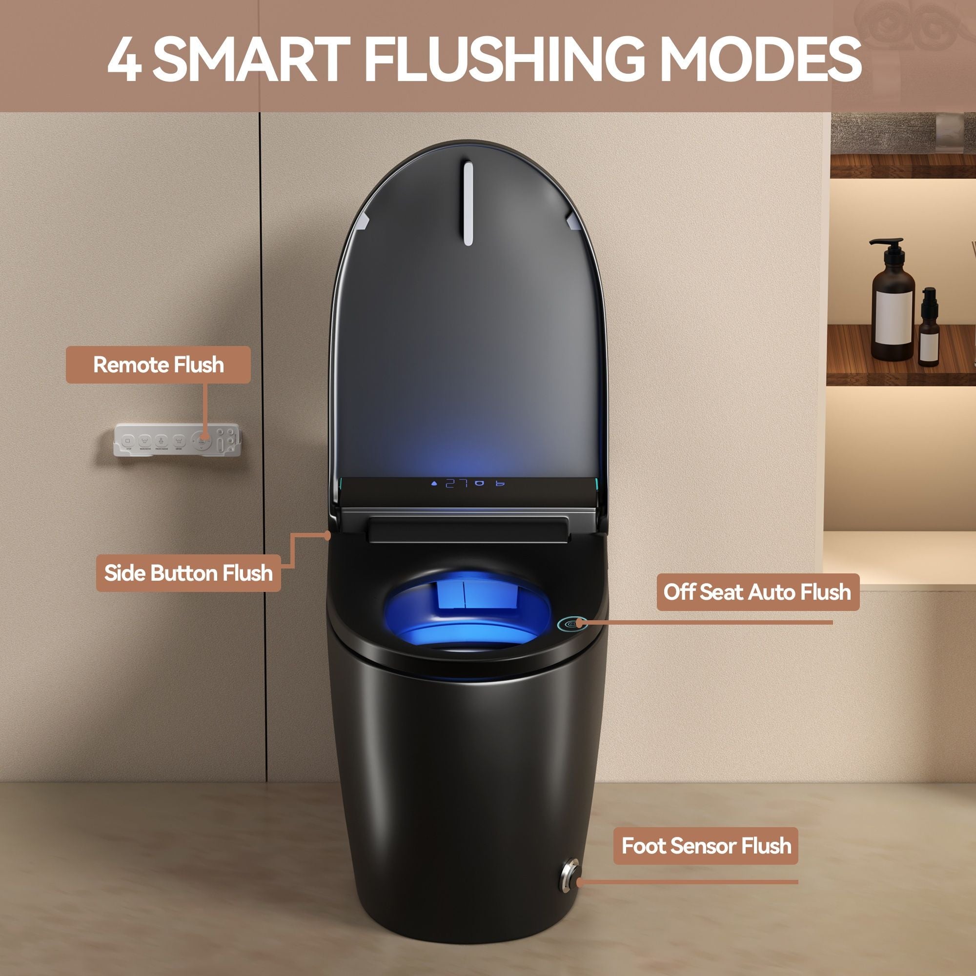 Smart Bidet Toilet With Auto Open / Close Seat