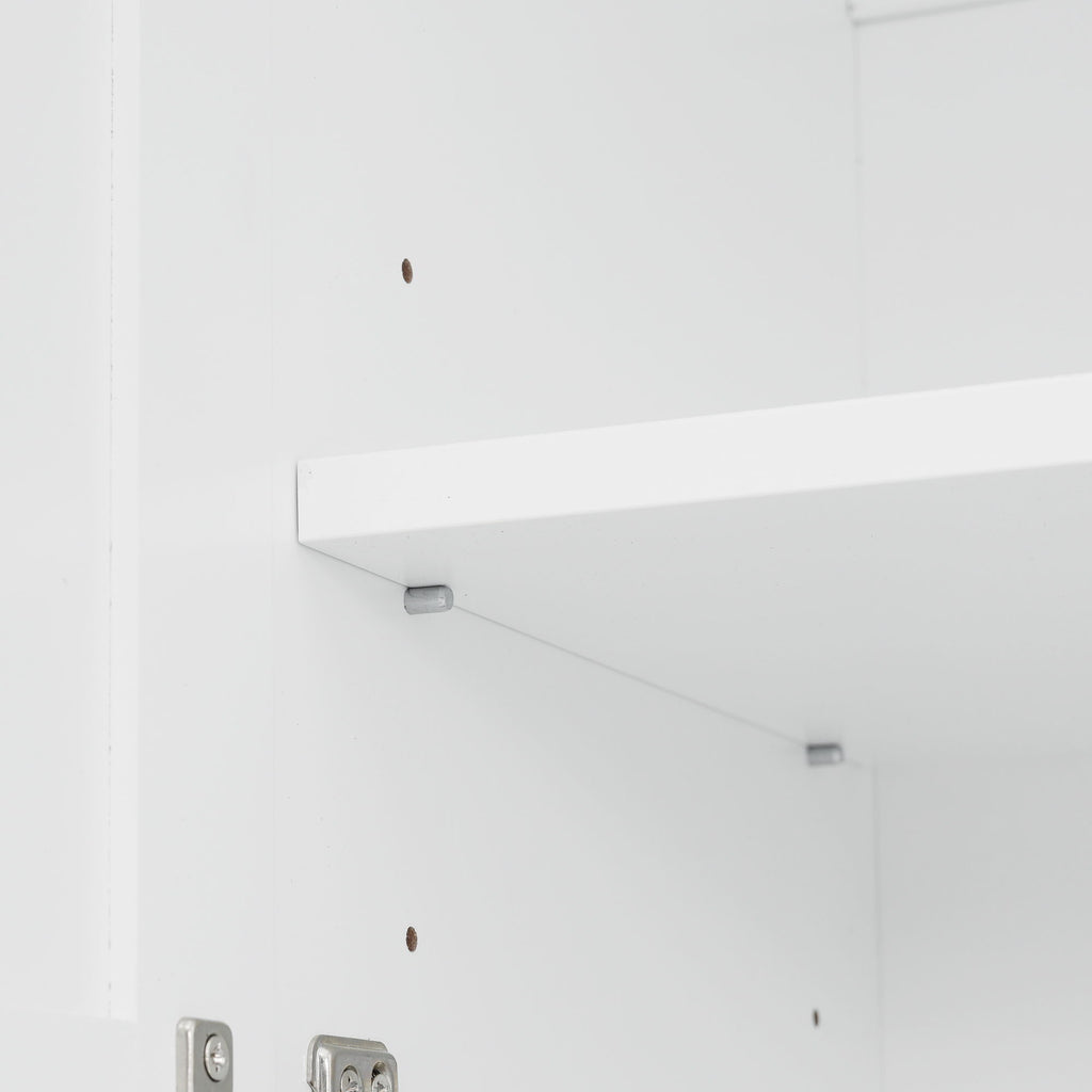 Bathroom Vanity With 2 Damping Hinge Doors, 3 Drawers, Adjustable Shelves - White