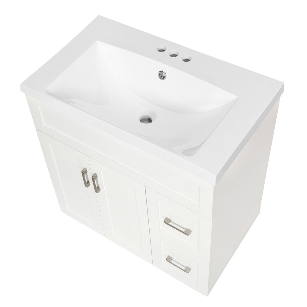 Bathroom Vanity With 2 Doors, 2 Drawers, Adjustable Shelf, Hidden Slides & Soft Close Hinges
