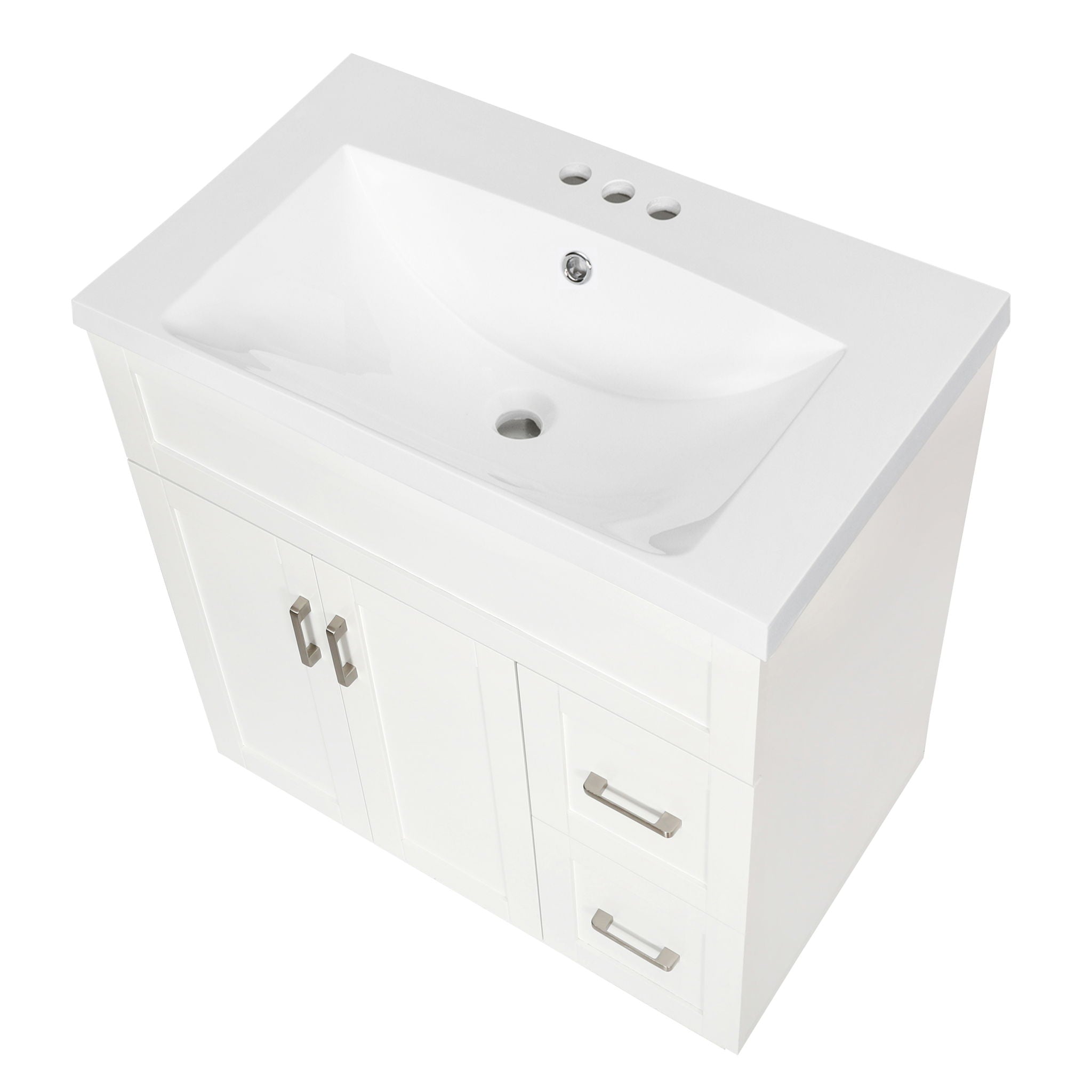 Bathroom Vanity With 2 Doors, 2 Drawers, Adjustable Shelf, Hidden Slides & Soft Close Hinges