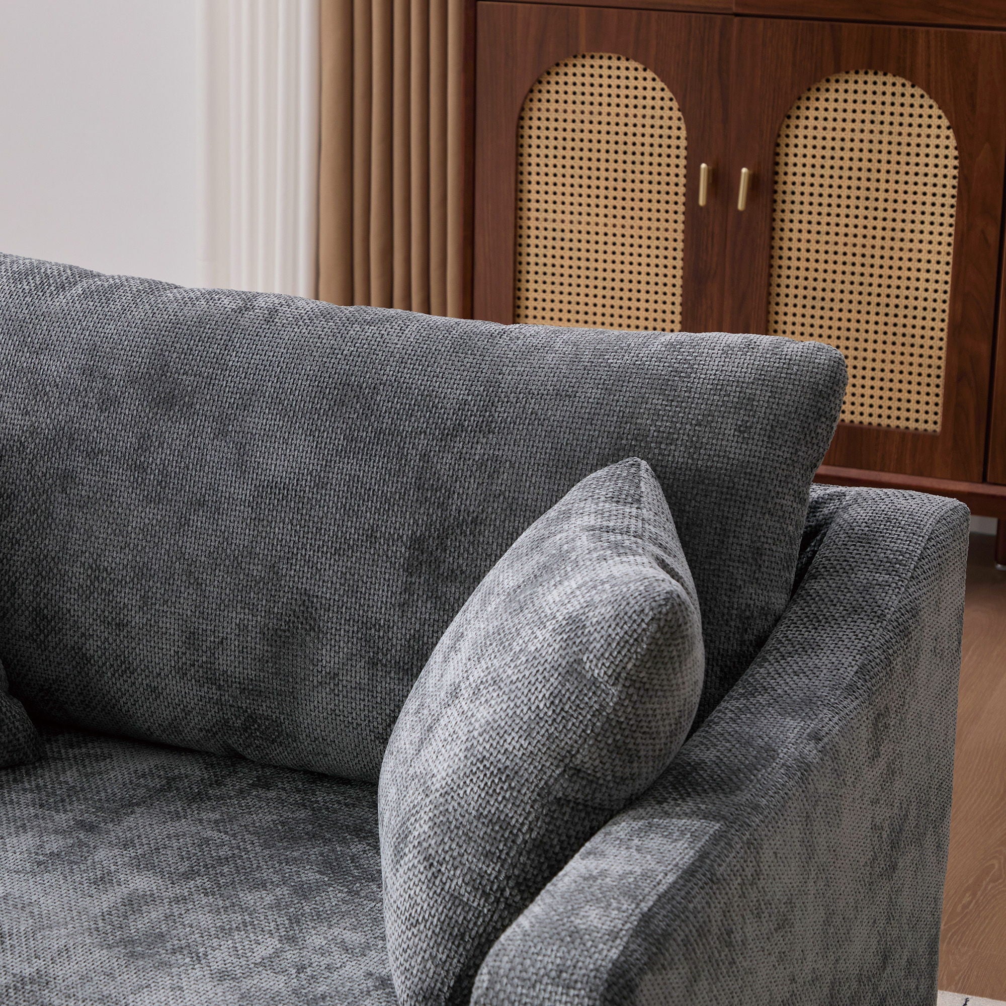 Farmhouse Accent Chair With 2 Bolster Pillows