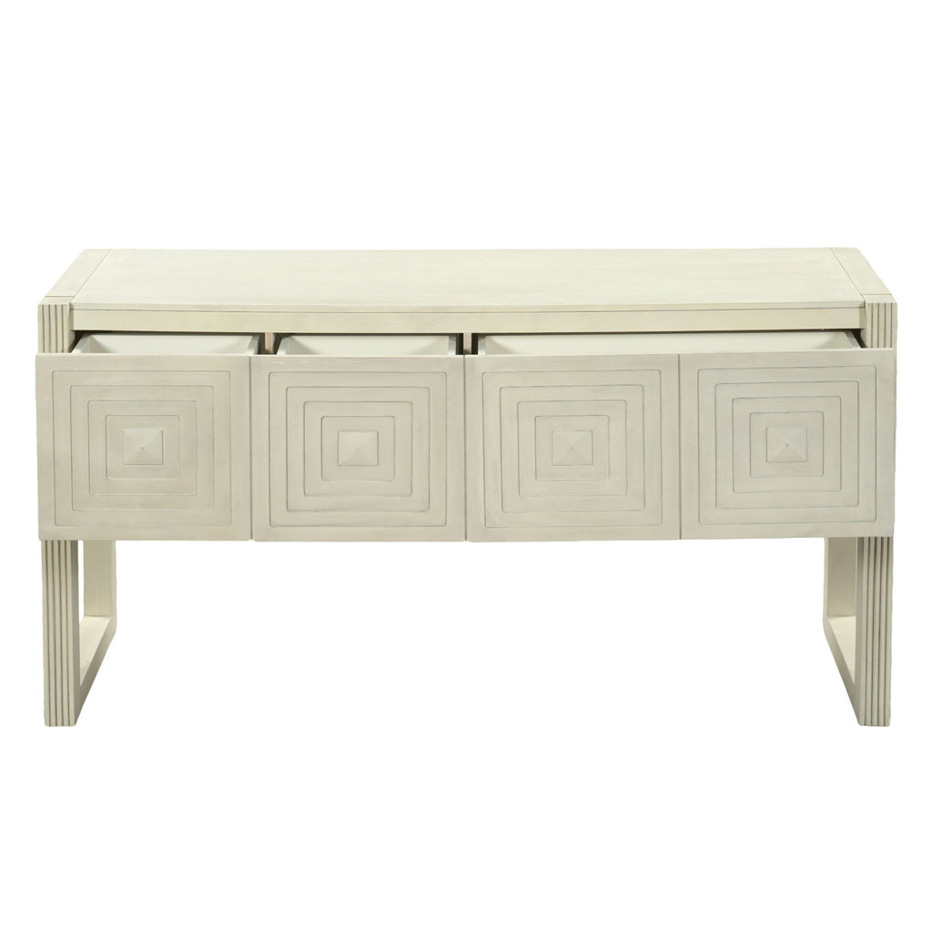 Geometric Carved Console Table With 3 Soft Close Drawers