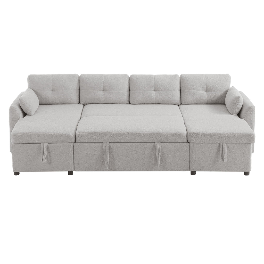 U-Shaped Sectional Sofa Bed With Storage And USB Ports