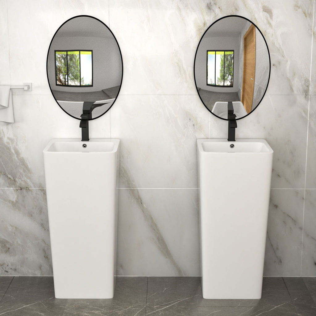 Pedestal Sink 16" For Powder Rooms - White