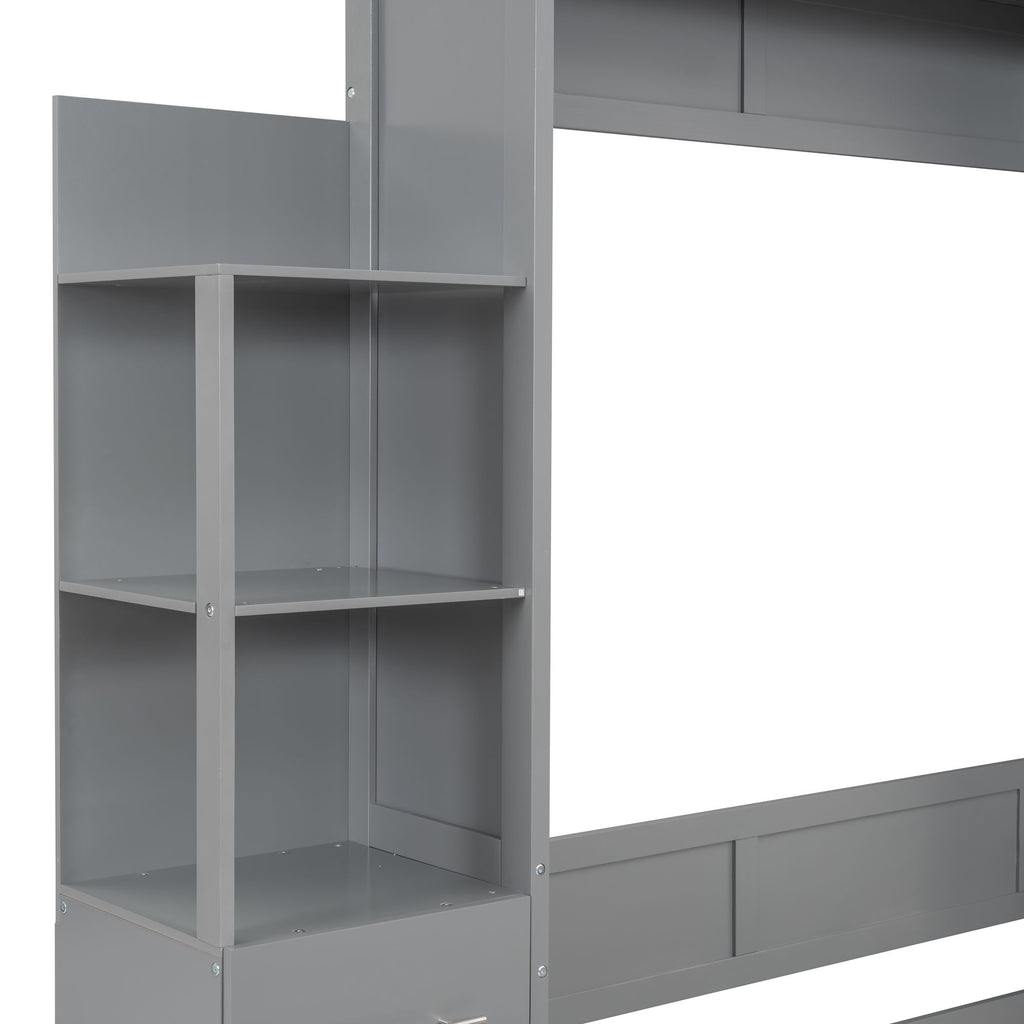 Murphy Wall Bed With LED Lights, Shelves And Drawers