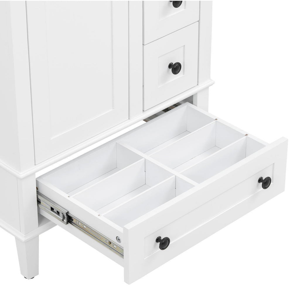 Bathroom Vanity With Integrated Basin, Soft Close Drawers, Door Mounted Double Layer Shelf