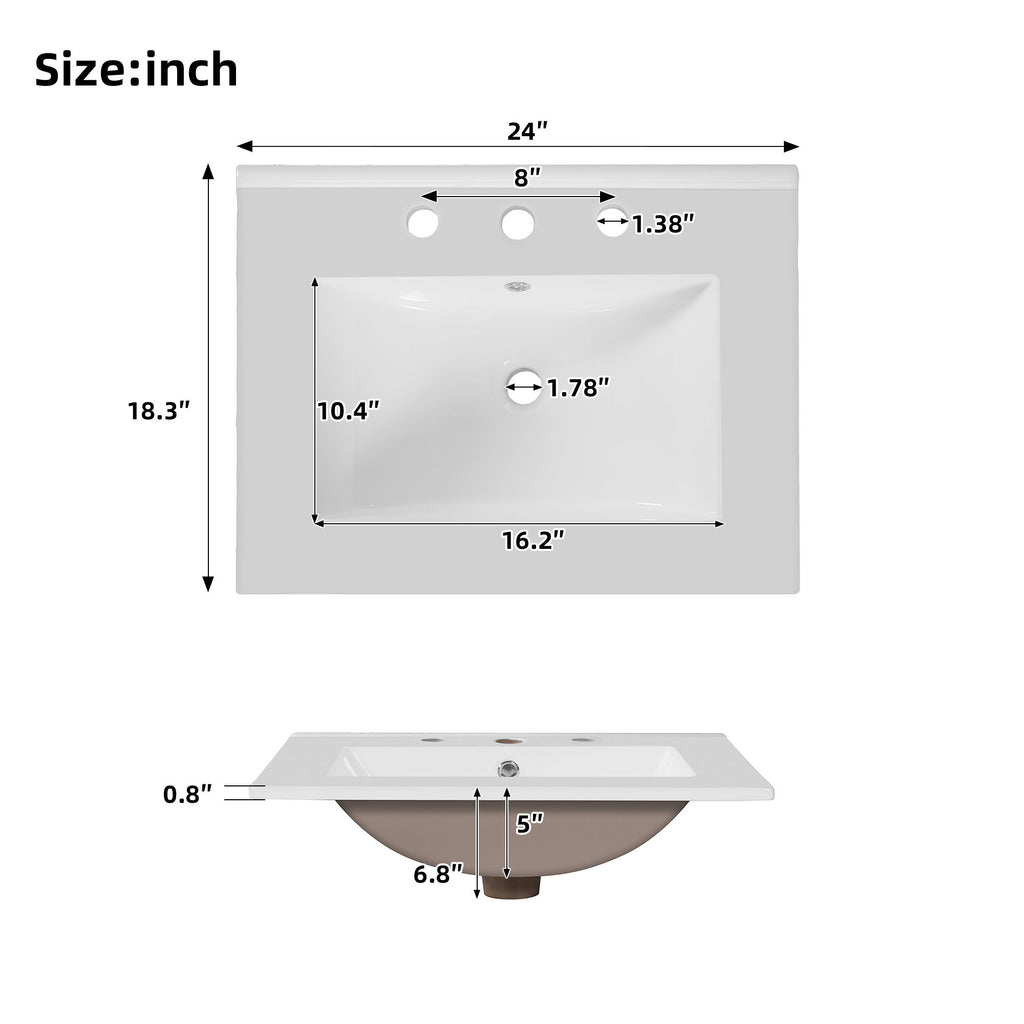 Bathroom Vanity With Flip Drawer, 2 Soft Close Doors, Adjustable Shelf And Ceramic Sink