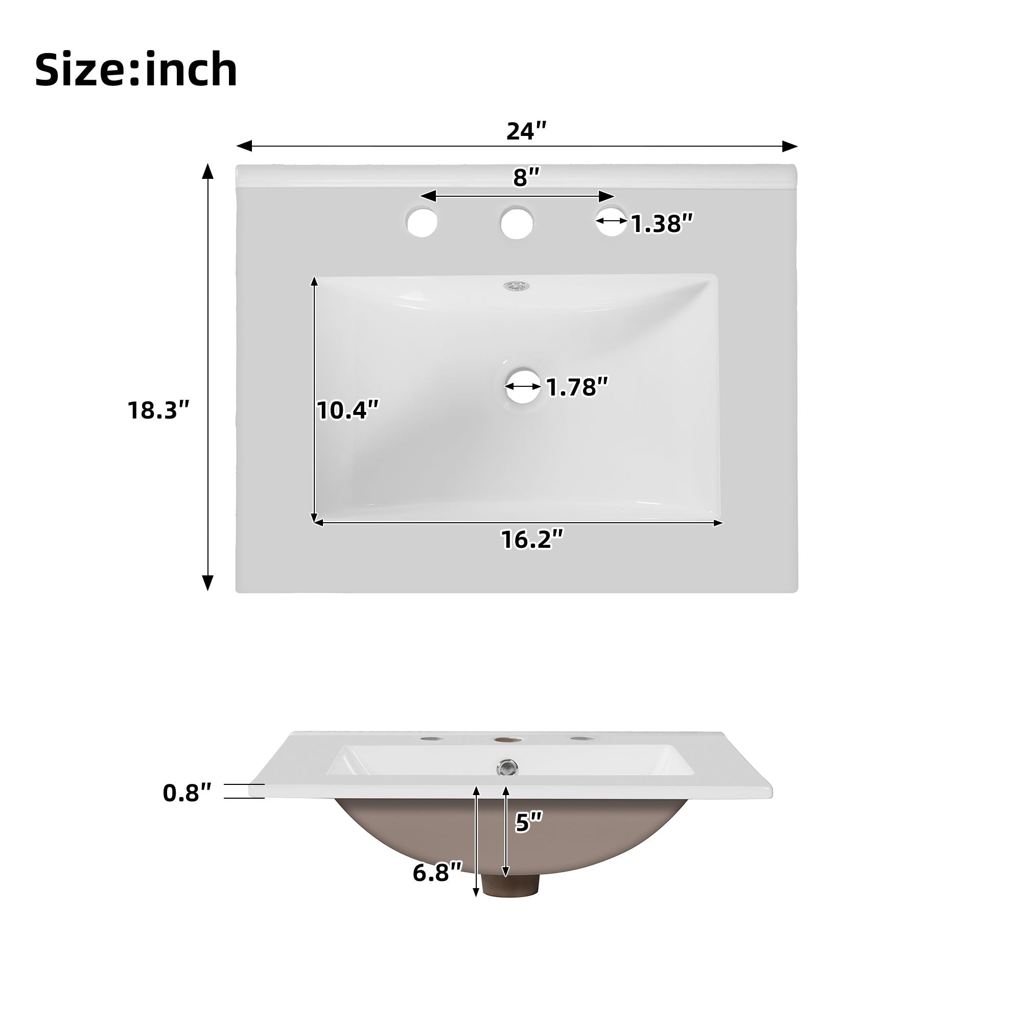 Bathroom Vanity With Flip Drawer, 2 Soft Close Doors, Adjustable Shelf And Ceramic Sink