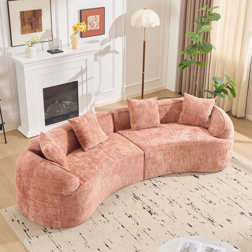 Curved Compressed Sofa, Nordic-Style Design For Living Room