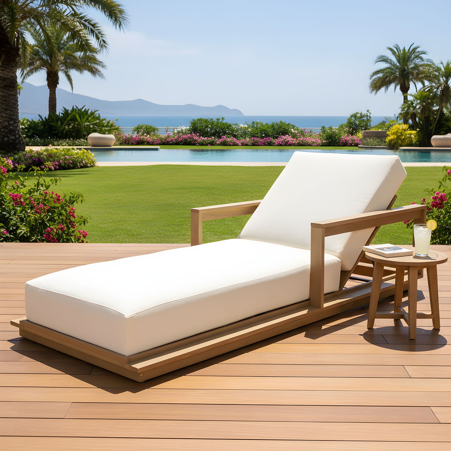 Modern Sunlounger With 5 Position Adjustable Backrest