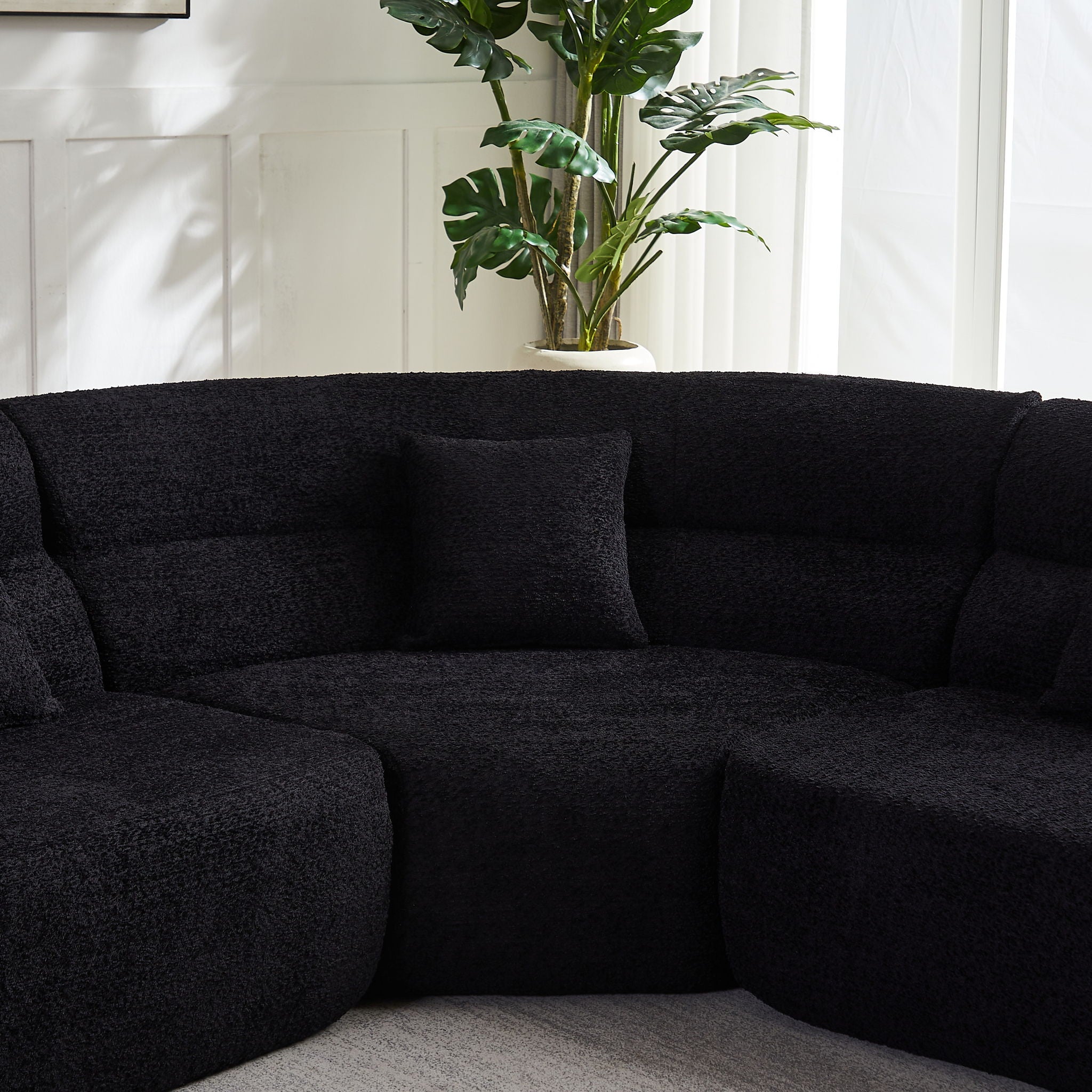 Luxury Curved Corner Sectional Sofa With 4 Pillows