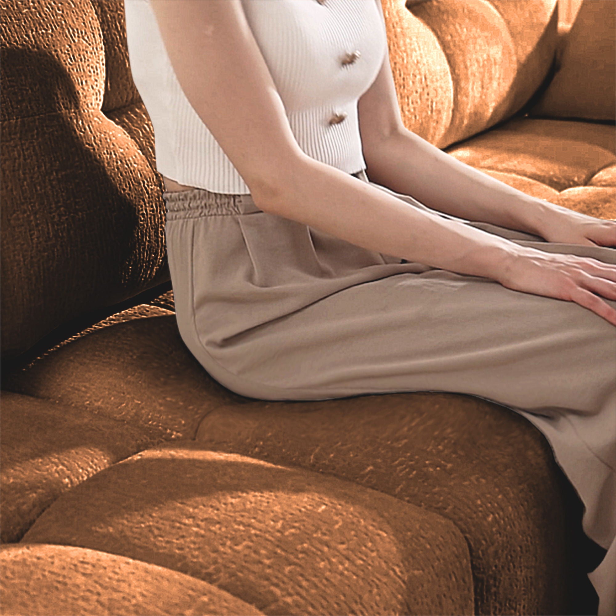 Ergonomic Single Seater Sofa With Ottoman, High Resilience Support Cushions