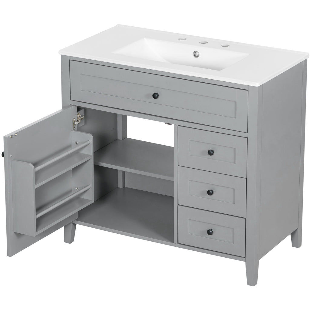 Bathroom Vanity With Sink, Cabinet With 3 Drawers And Adjustable Shelf