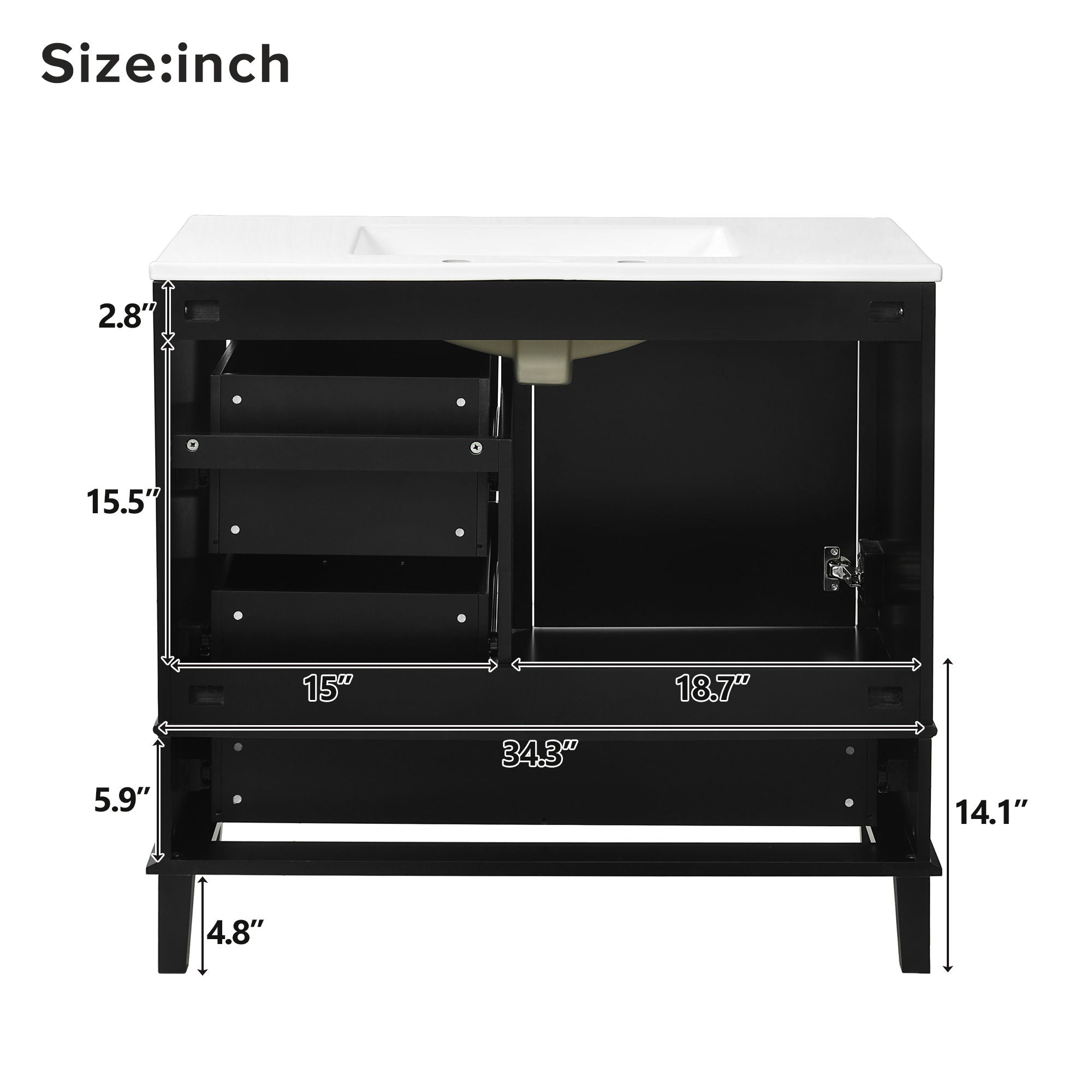 Bathroom Vanity, Modern Bathroom Cabinet With Sink Combo Set, Bathroom Storage Cabinet With A Soft Closing Door And 3 Drawers, Solid Wood Frame