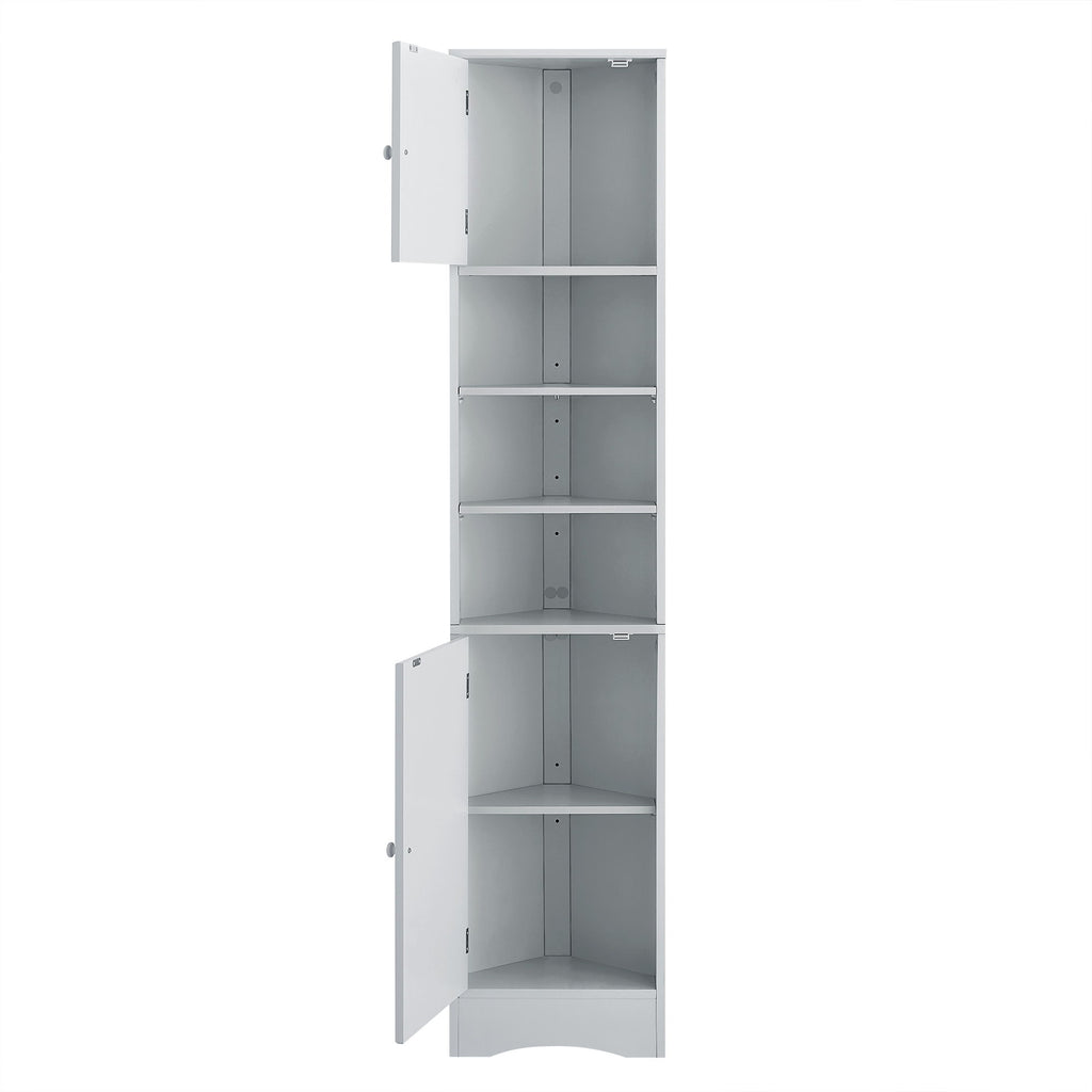 Multi Functional Corner Cabinet With Adjustable Shelves And 2 Doors