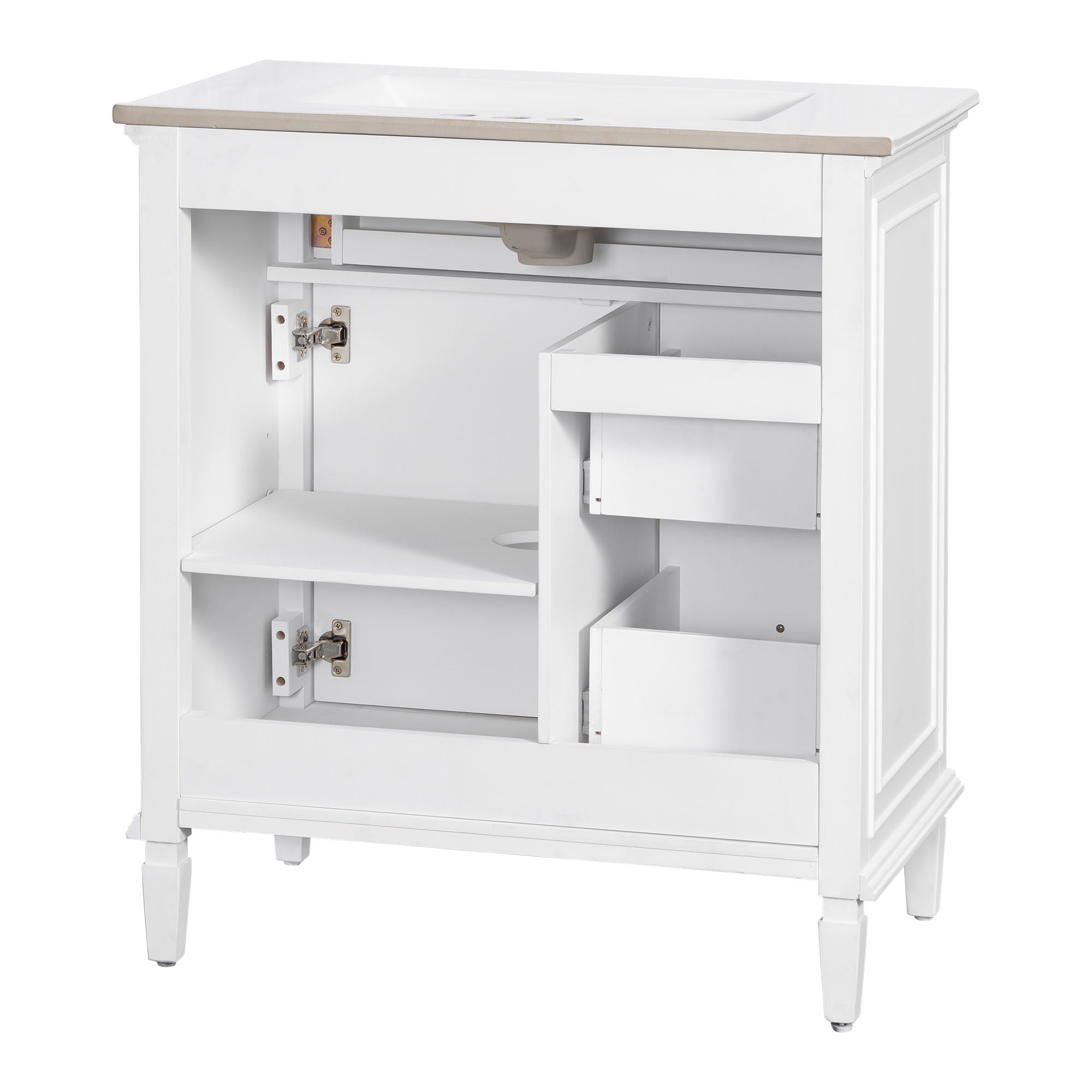 Modern Bathroom Vanity With Sink, Adjustable Shelf, Flip Drawer & 2 Drawers