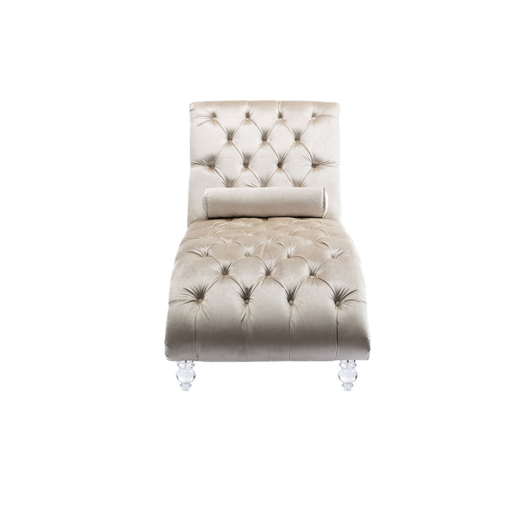 Chaise Lounge Indoor, Button Tufted Upholstered Chaise Lounge Chair With Pillow