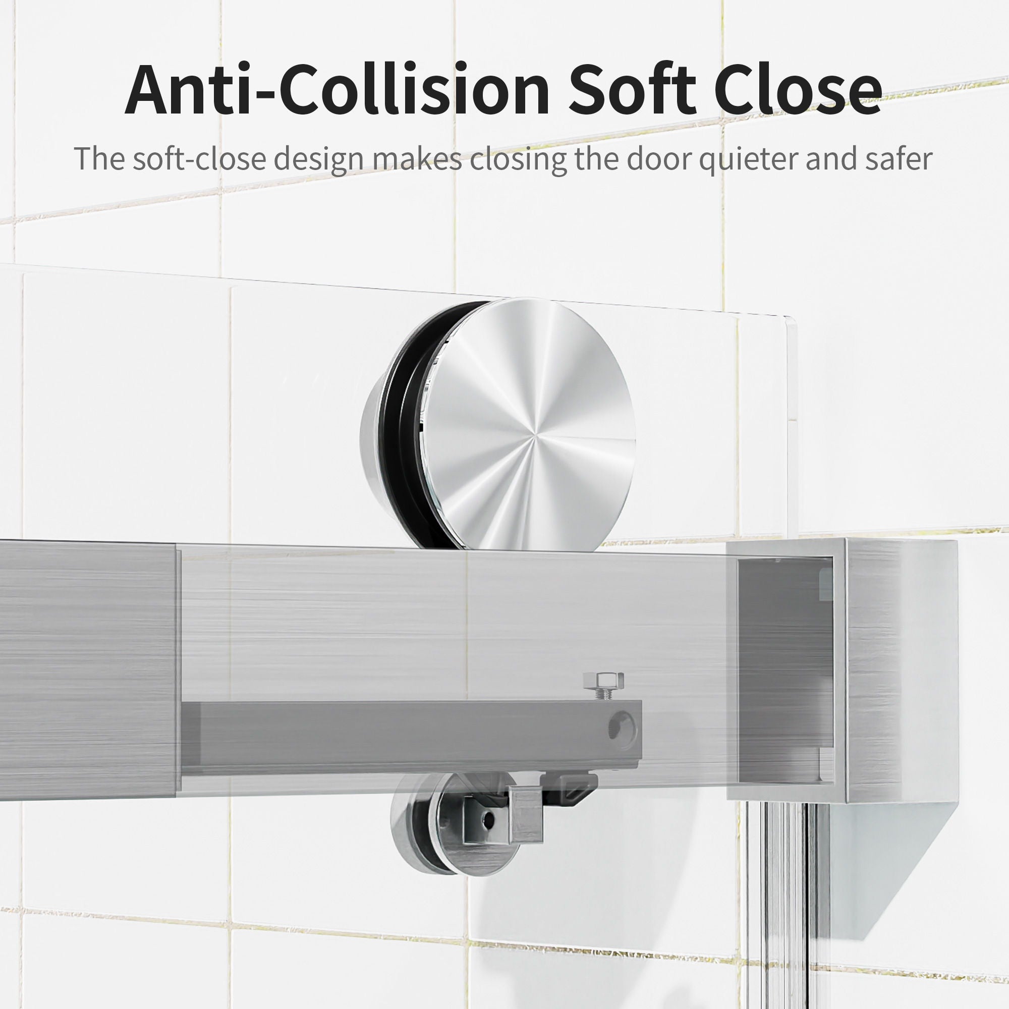 Frameless Sliding Shower Door With Soft- Close, 3 / 8" Tempered Glass