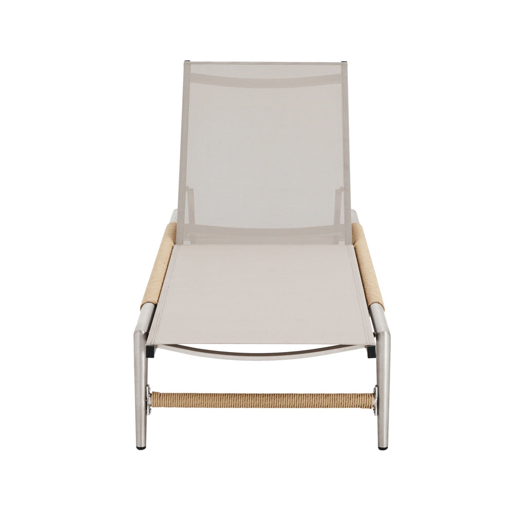 Hargrove - Outdoor Patio Aluminun Chaise Lounge, Outdoor Mesh Seat - Natural / Silver
