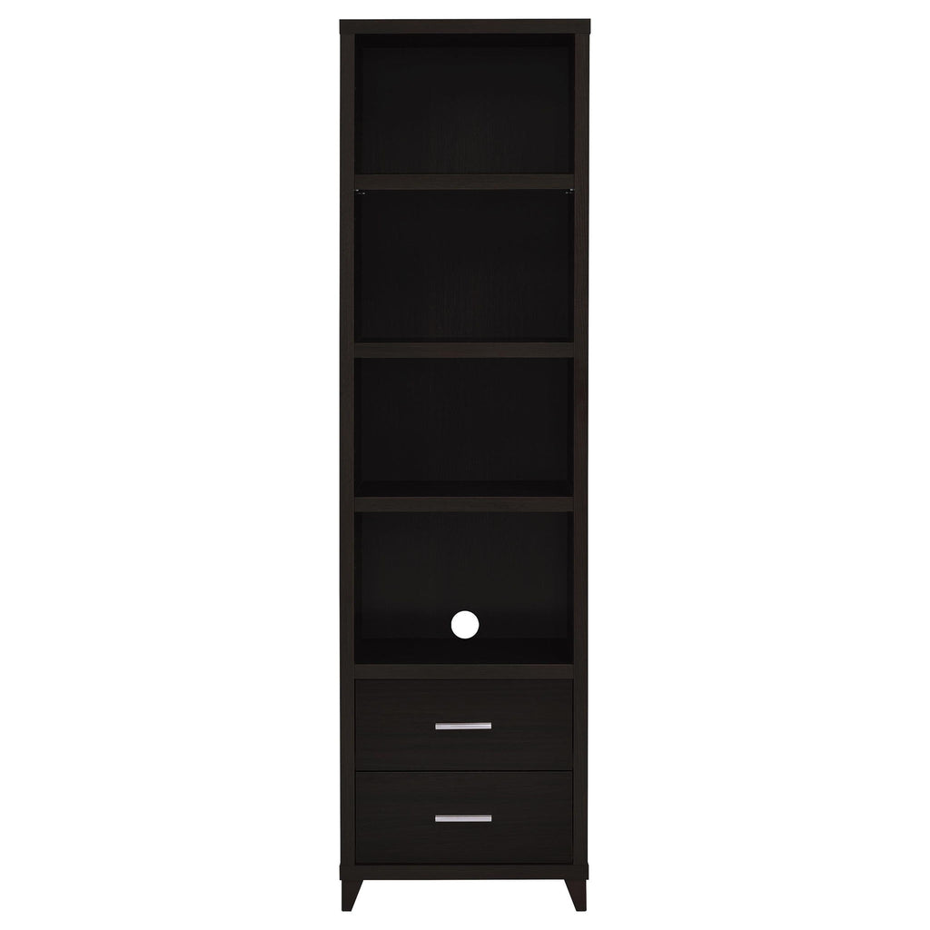 Media Tower With And Drawer With Adjustable Shelves Handles - Brown