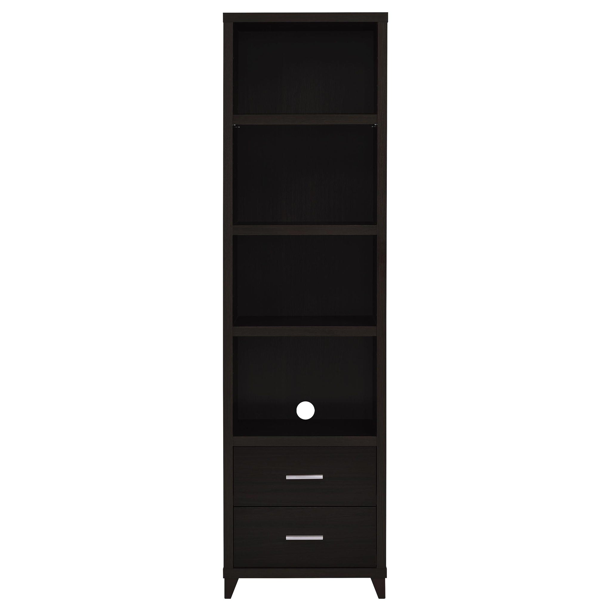 Media Tower With And Drawer With Adjustable Shelves Handles - Brown